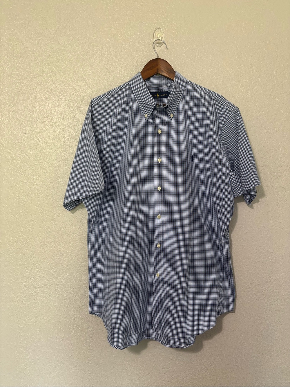 Ralph Lauren Blue and White Gingham Short Sleeve Shirt